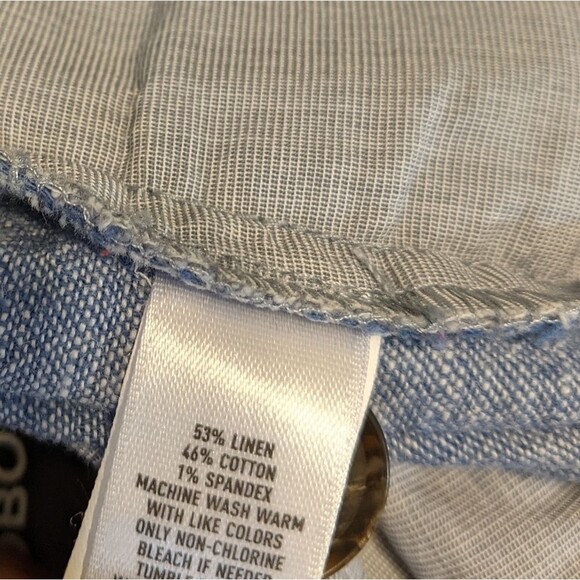 BONOBOS Heather Blue Linen Blend High Rise Tapered Leg Pants XS - Picture 7 of 10